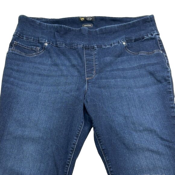 Lee Jeans Blue Slim Fit Slim Leg Mid Rise Sculpting Stretch Pull On Women's 22W - Picture 2 of 15